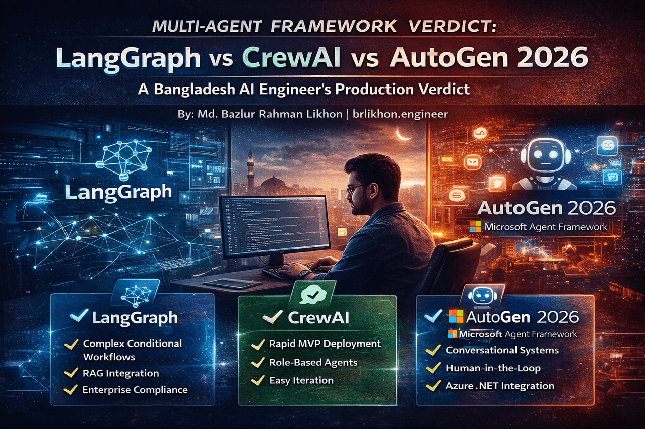 LangGraph vs CrewAI vs AutoGen 2026: A Bangladesh AI Engineer's Production Verdict